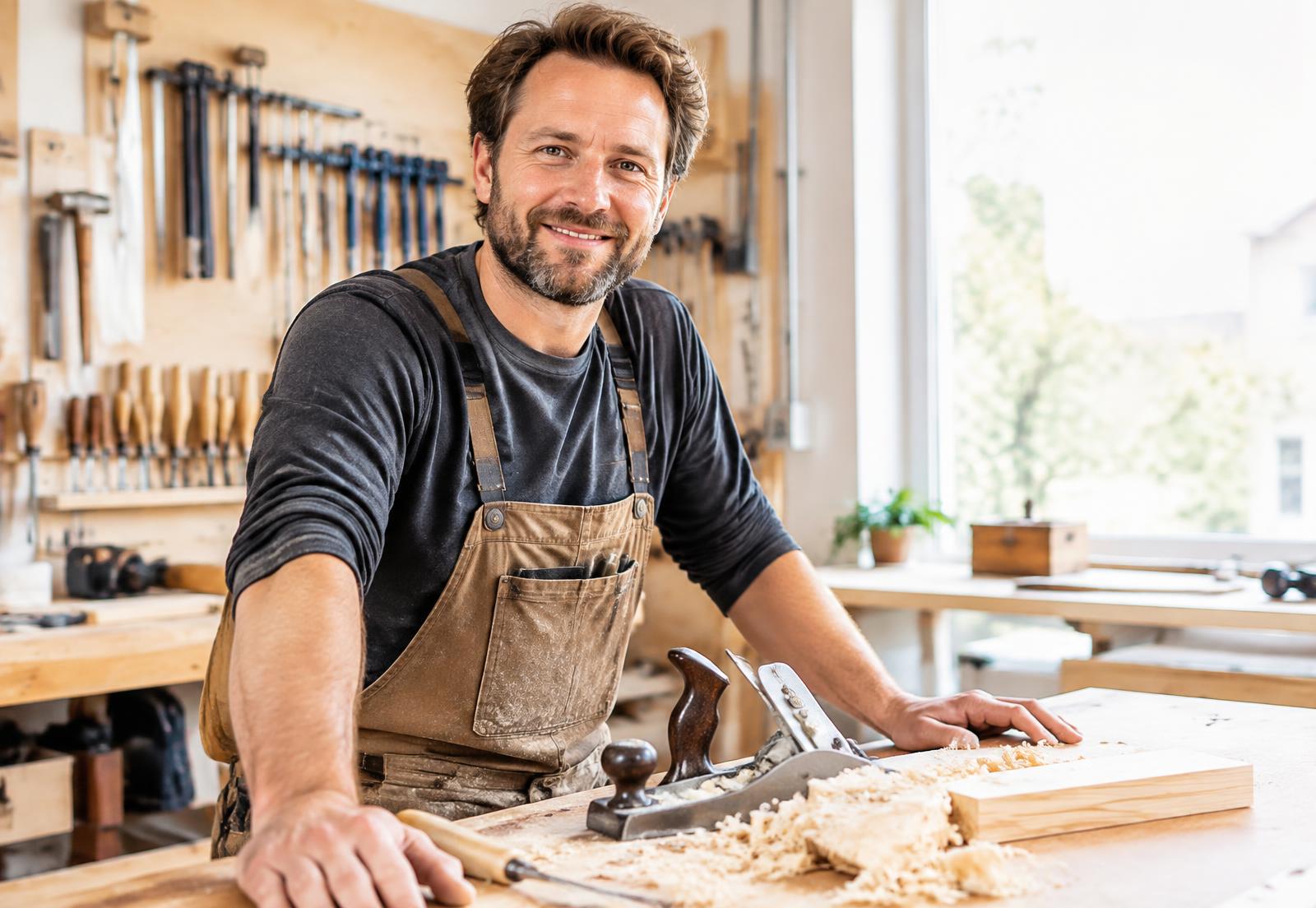 Handwerker in seiner Werkstatt
